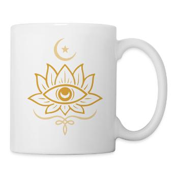 Symbole spirituel de l’œil de lotus avec la Lune - Mug blanc - blanc - Droite