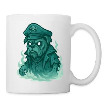 Ghost Bulldog Kapitän mit leuchtenden Augen Kunst - Tasse - Weiß - Rechts