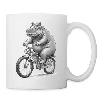 Nilpferd auf dem Fahrrad - Tasse - Weiß - Rechts