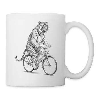 Tiger Rider auf Vintage-Fahrrad - Tasse - Weiß - Rechts