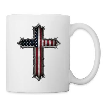 USA Kreuz Flagge - Tasse - Weiß - Rechts