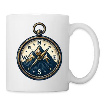 Compass on mountain background - skiing - hiking - Mug - white - Right