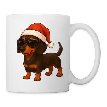 Süßer Dackel mit Weihnachtsmütze Cartoon Hund schö - Tasse - Weiß - Rechts