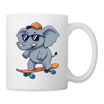 Drôle d’Elephnat patinant sur un skateboard cartoon Skate - Mug blanc - blanc - Droite