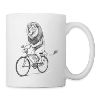 Lion Rider monochromes Fahrrad - Tasse - Weiß - Rechts
