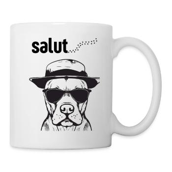 Cool Dog With Sunglasses – Stylish Dog T-Shirt with - Mug - white - Right
