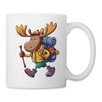 Süßer Elch Wandern Camping Abenteuer Rucksacktourist - Tasse - Weiß - Rechts