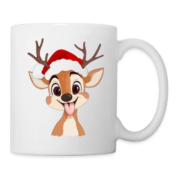 Hirsch und Weihnachten - Tasse - Weiß - Rechts