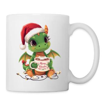 Warmer Weihnachtsdrache - Tasse - Weiß - Rechts
