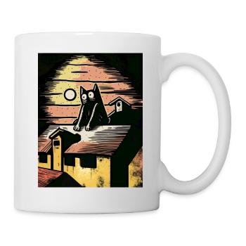 Moonlit night with black cat - Mug - white - Right