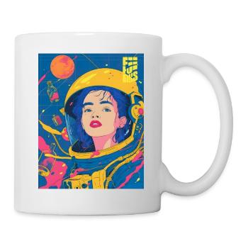 Astronautin im Neon PopArt Stil - Tasse - Weiß - Rechts