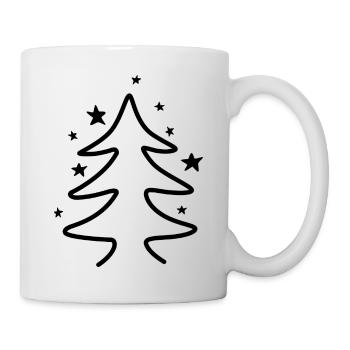 Minimalist Christmas tree with stars - Mug - white - Right