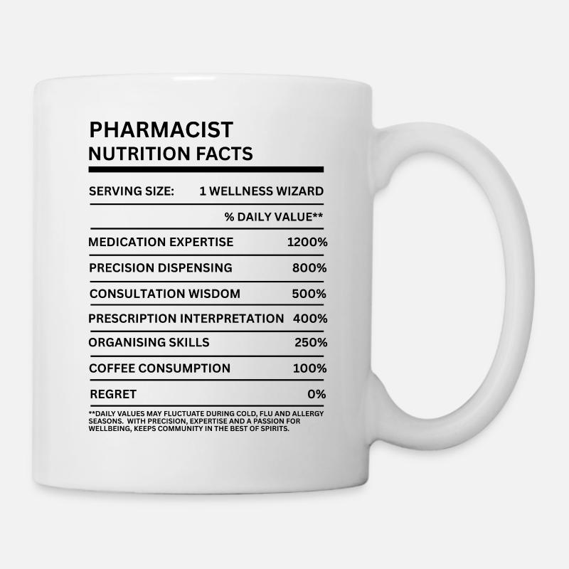 Données nutritionnelles pour pharmaciens Cadeaux drôles de technicien en pharmacie - Mug blanc - blanc