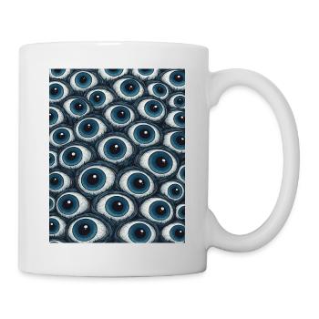 Augen  Muster - Tasse - Weiß - Rechts