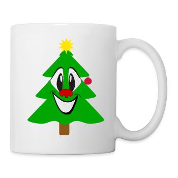 Dessin animé du sapin de Noël rieur - Mug blanc - blanc - Droite