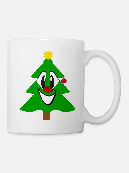 Lachender Weihnachtsbaum Cartoon - Tasse - Weiß