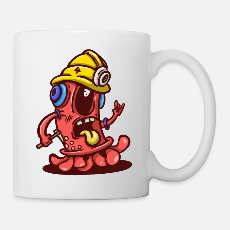 Monstre ouvrier au casque jaune - Mug blanc - blanc