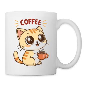Chat Café Latte Cartoon - Mug blanc - blanc - Droite