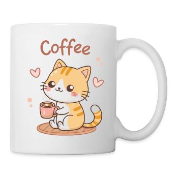 Katzenkaffee Kawaii Latte - Tasse - Weiß - Rechts