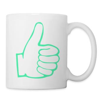 Neon Daumen Hoch Outline - Tasse - Weiß - Rechts