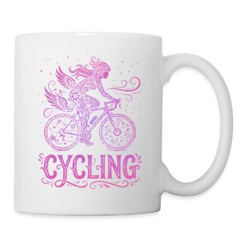 Feenradfahrer in rosa Spitze - Tasse - Weiß - Rechts
