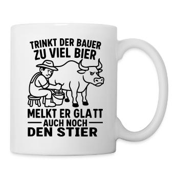Fermier traiteur de taureaux disant boire de la bière - Mug blanc - blanc - Droite