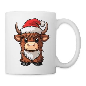 Joyeux Noël, douce vache des Highlands avec - Mug blanc - blanc - Droite