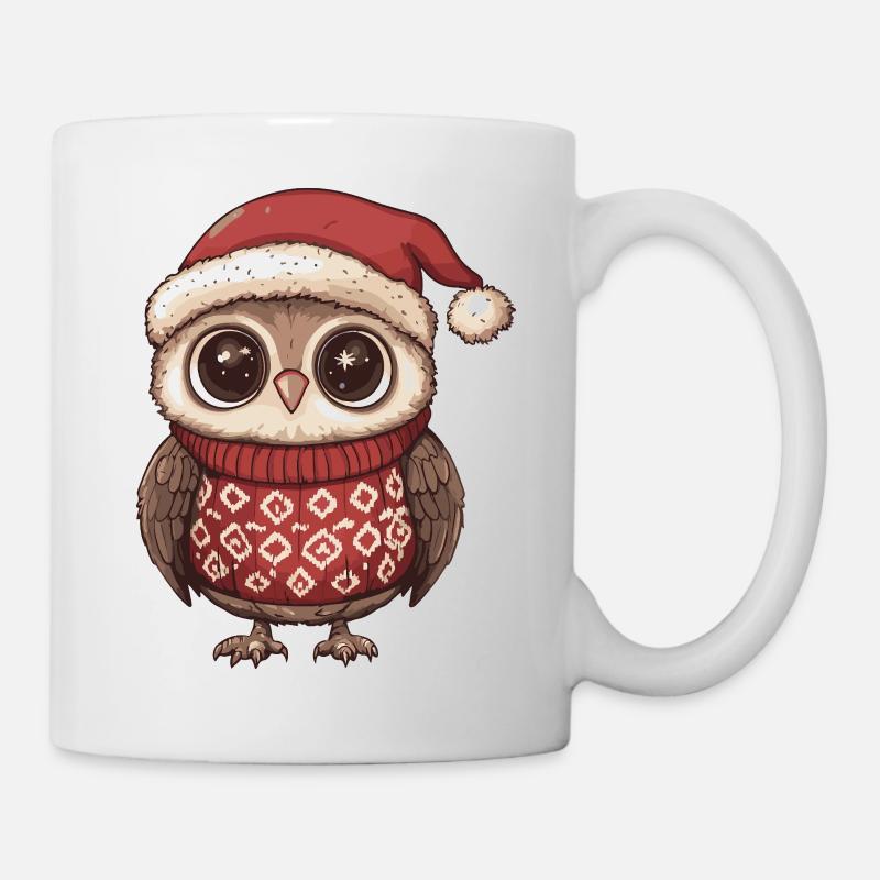 Noël de la chouette à Noël - Mug blanc - blanc