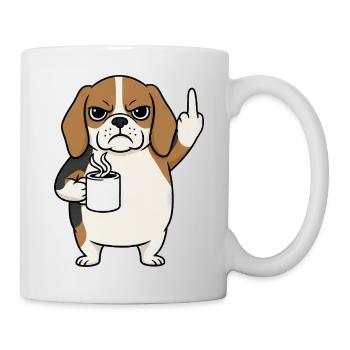 Sour Beagle with Coffee Cartoon Middle Finger - Mug - white - Right