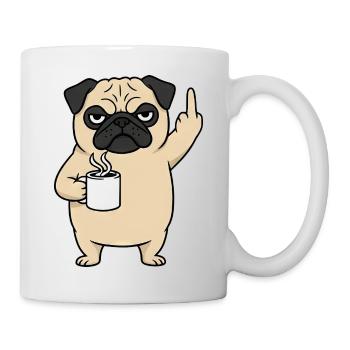 Carlin agacé avec un doigt d’honneur au café - Mug blanc - blanc - Droite