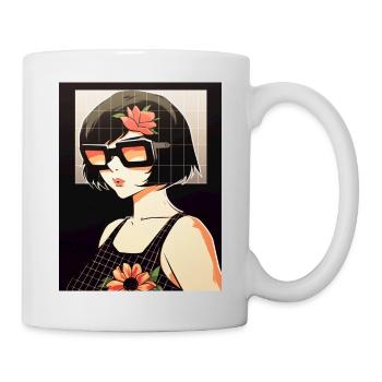 Retro Blüten-Sonnenbrillen Stil - Tasse - Weiß - Rechts