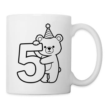 Party Bear with Number 5 Cartoon Illustration - Mug - white - Right