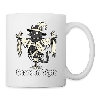 Scare in Style: Halloween-Katze - Tasse - Weiß - Rechts