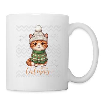 Chaton Noël en Tricot Cozy - Mug blanc - blanc - Droite
