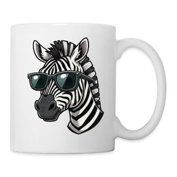 Lustiges Zebra mit Sonnenbrille Cartoon Style - Tasse - Weiß - Rechts