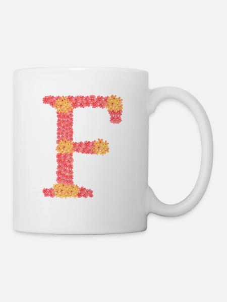 Your initial "F" with flowers - Mug - white