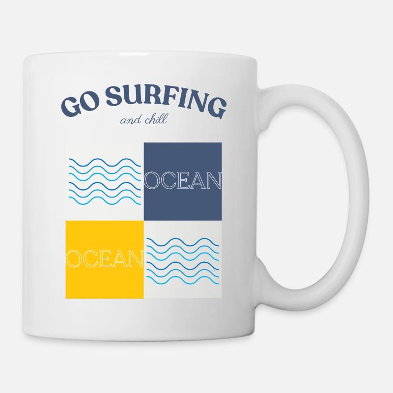 Go surfing and chill - Tasse - Weiß