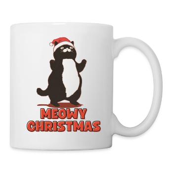 Meowy Christmas – Fat Christmas Cat - Mug - white - Right