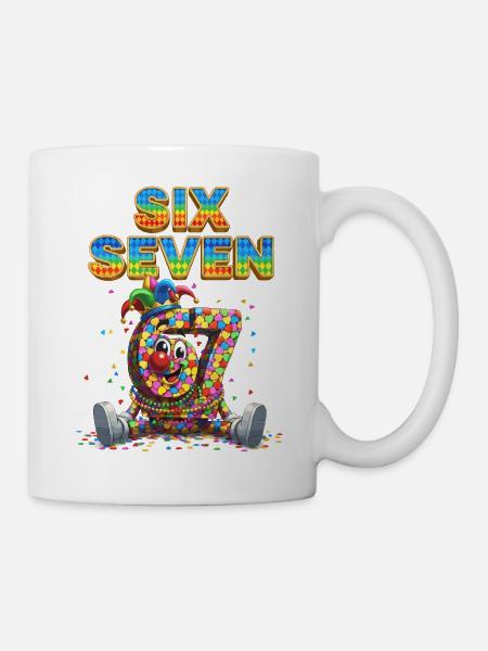67 six seven Karneval Süß Geschenk - Tasse - Weiß