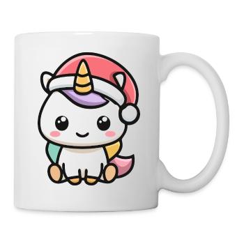 Kawaii Einhorn mit Weihnachtsmütze - Tasse - Weiß - Rechts