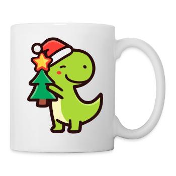 Kawaii Dino T-Rex avec sapin de Noël - Mug blanc - blanc - Droite