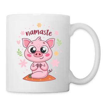 Süßes Ferkel Namaste Floral Kawaii - Tasse - Weiß - Rechts