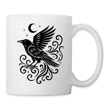 Rauhnächte Rabe mit Mond und Sternen - Tasse - Weiß - Rechts