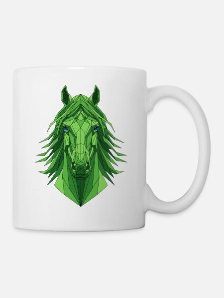 Geometrisches Pferd aus Grün - Tasse - Weiß