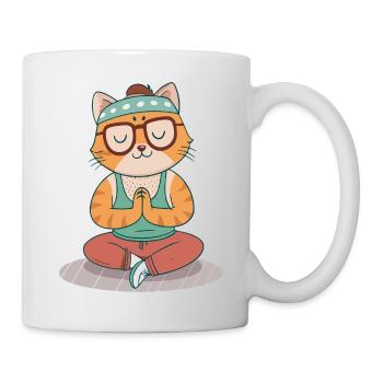 Zen Yoga Cat with Retro Glasses - Mug - white - Right