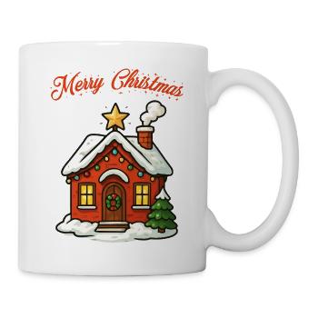 Winterhaus mit Lichterkette - Tasse - Weiß - Rechts