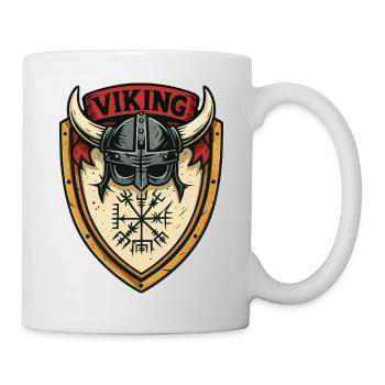 Emblème du casque du Bouclier viking - Mug blanc - blanc - Droite