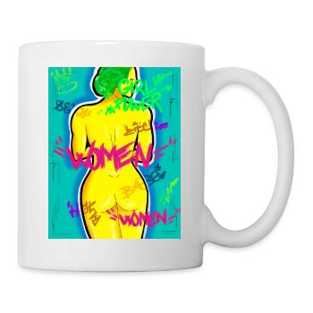 Femme Graffiti Puissance et Couleurs - Mug blanc - blanc - Droite