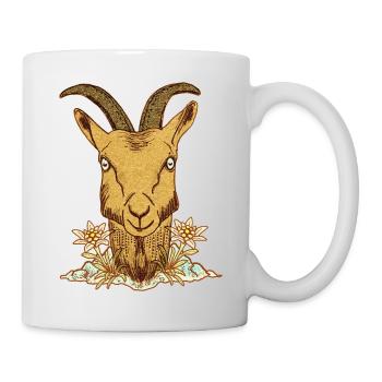 Capricorne vintage avec des fleurs - Mug blanc - blanc - Droite