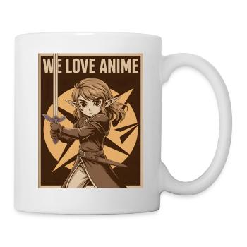 Animeheldin mit Schwert - Tasse - Weiß - Rechts